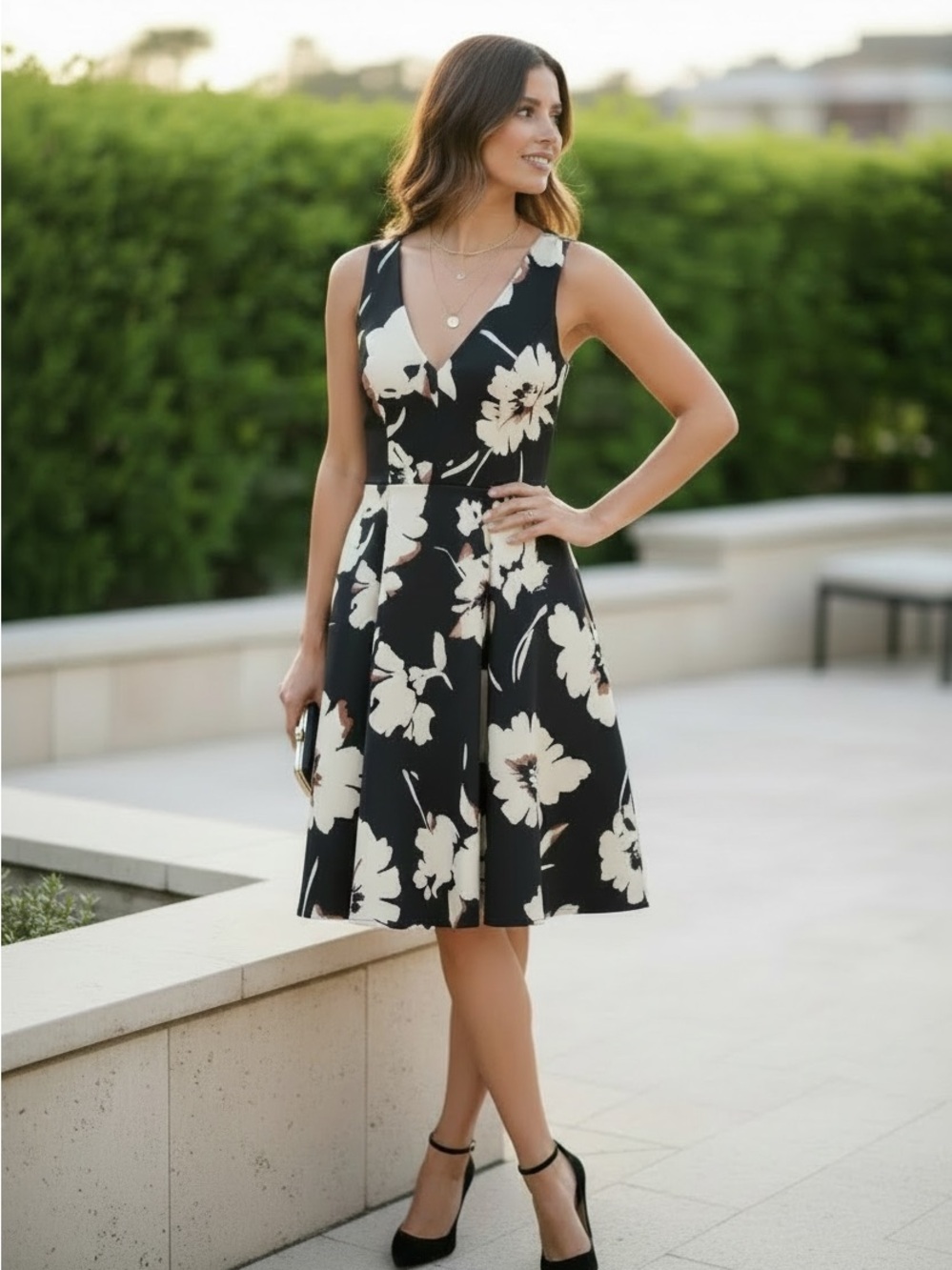 Romantic Botanical Midi Dress | Elegant Garden Party Style